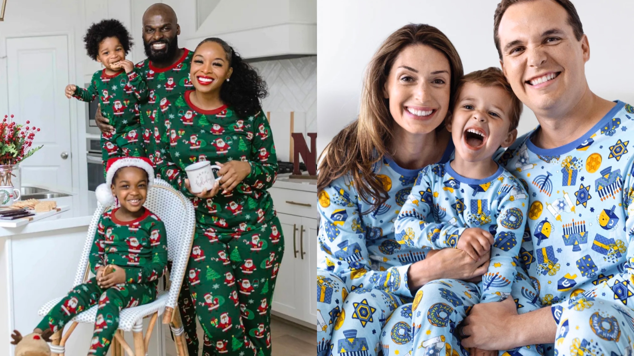 families in matching pajamas