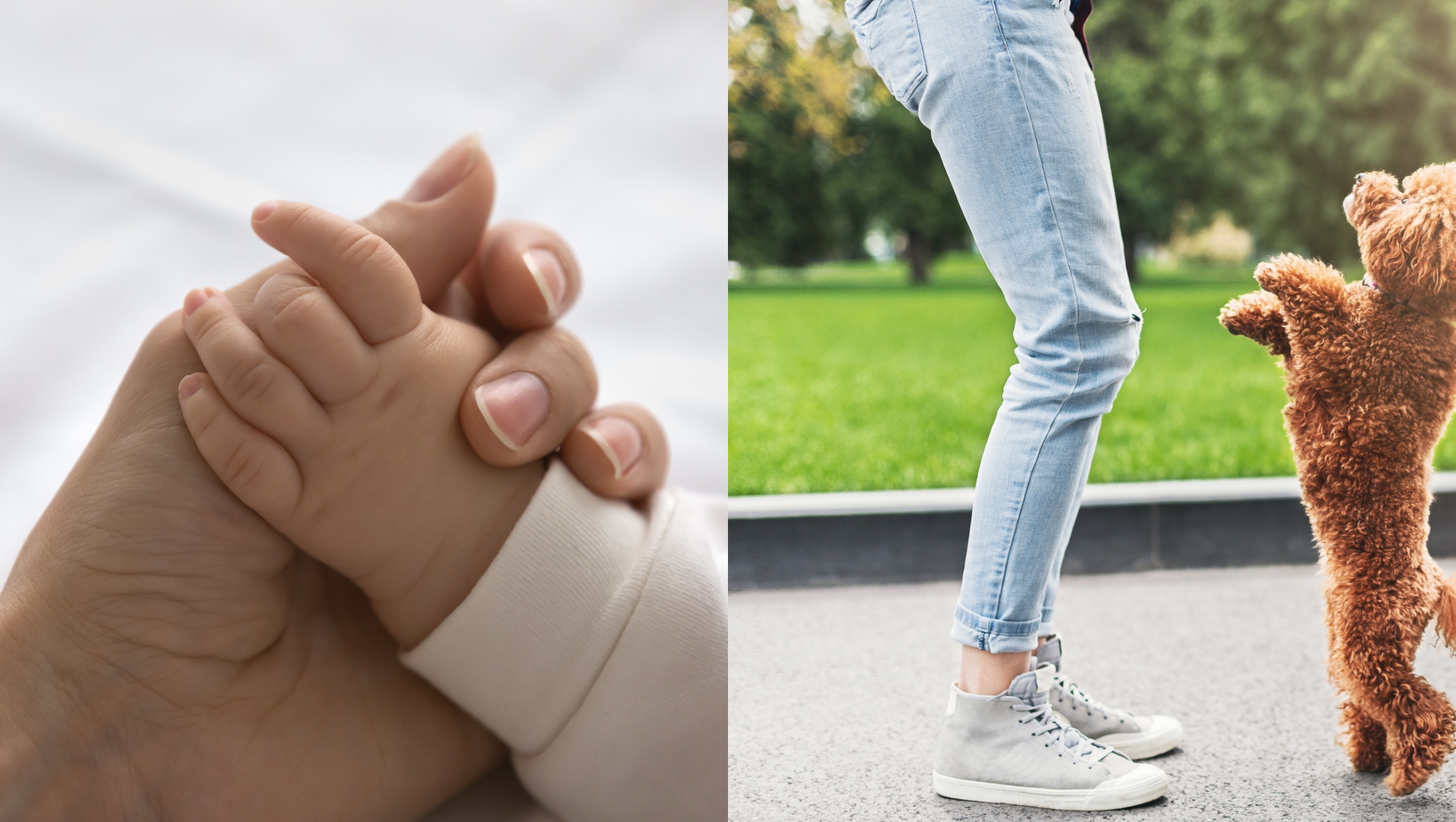 woman holding baby's hand