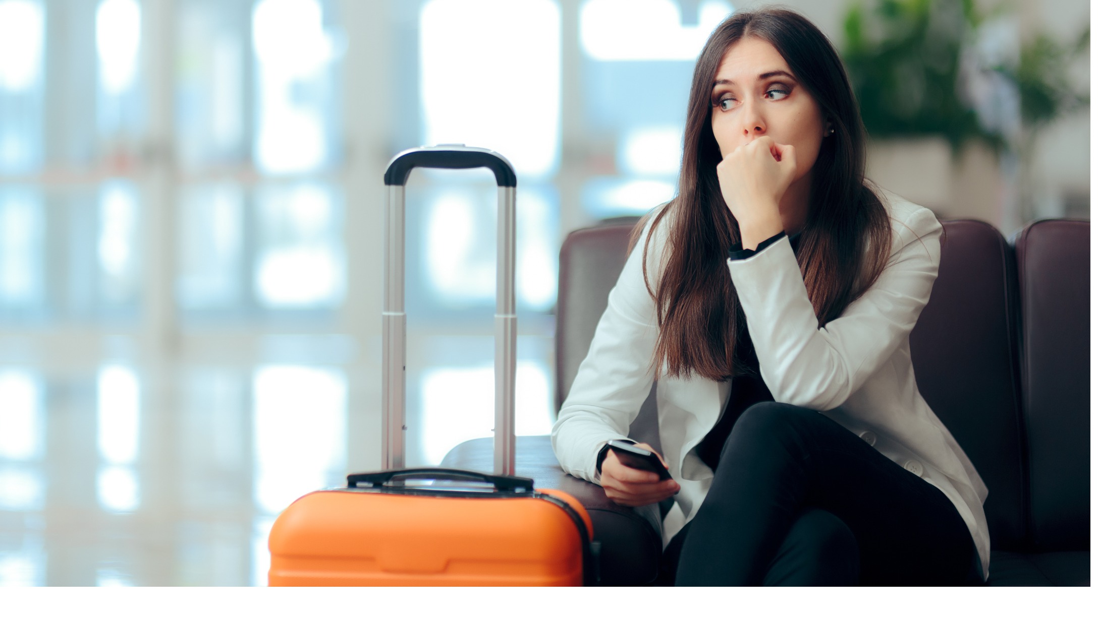 Nervous Woman with Suitcase