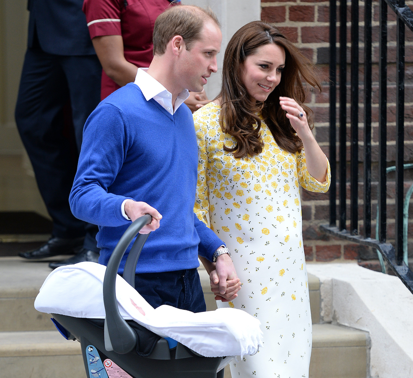 The Duke and Duchess of Cambridge and The Princess of Cambridge leave the Lindo Wing