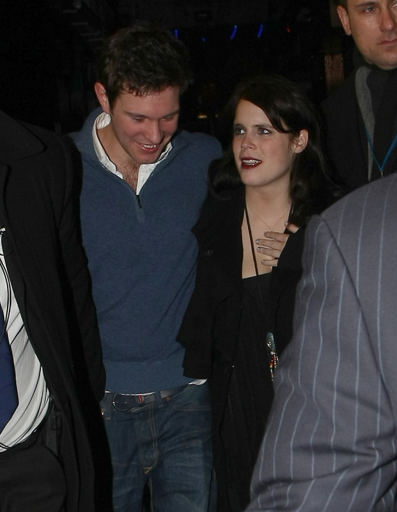 Princess Eugenie of York and her boyfriend Jack Brooksbank seen leaving the Box Night Club in Soho, London, UK