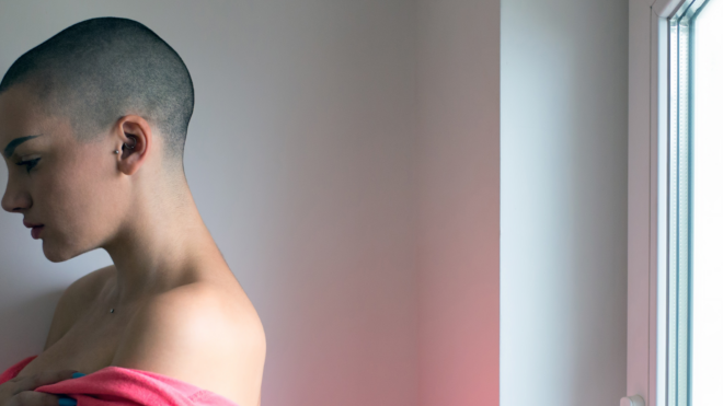 teen with a shaved head