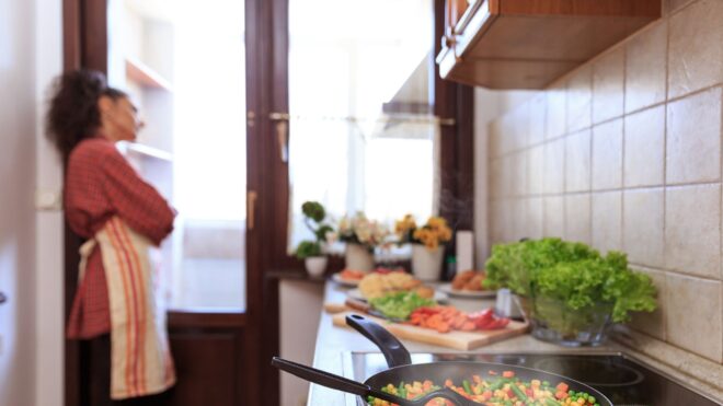 woman cooking upset