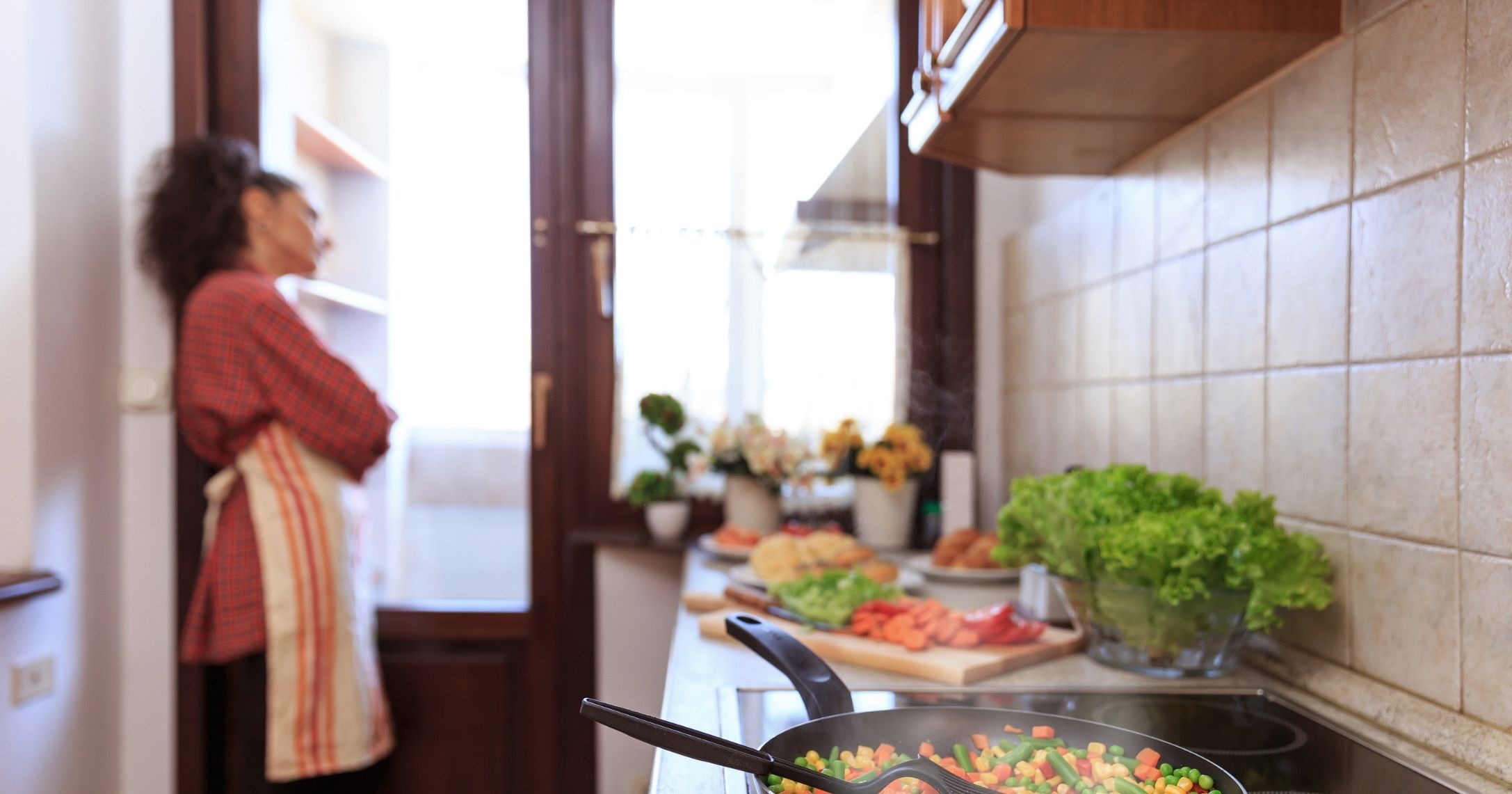 woman cooking upset
