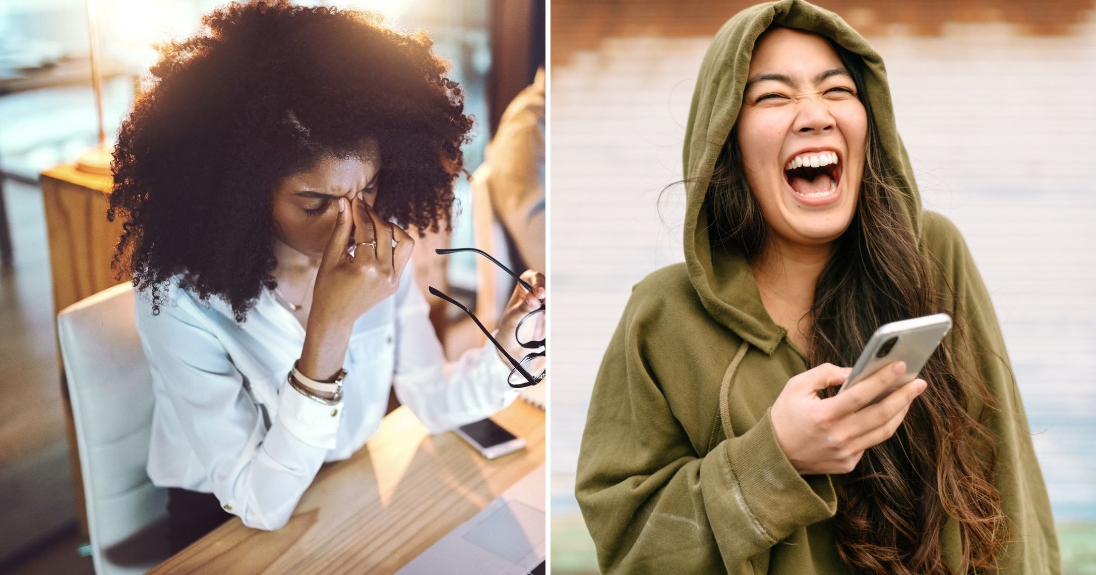 women frustrated and laughing