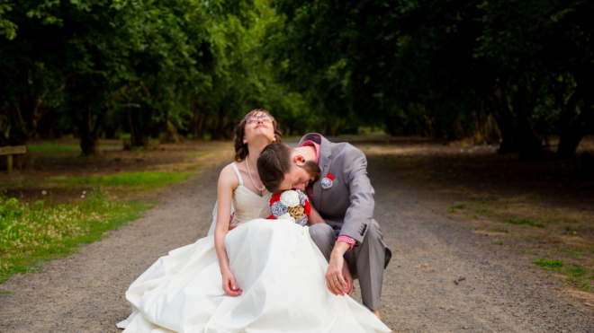 tired bride and groom