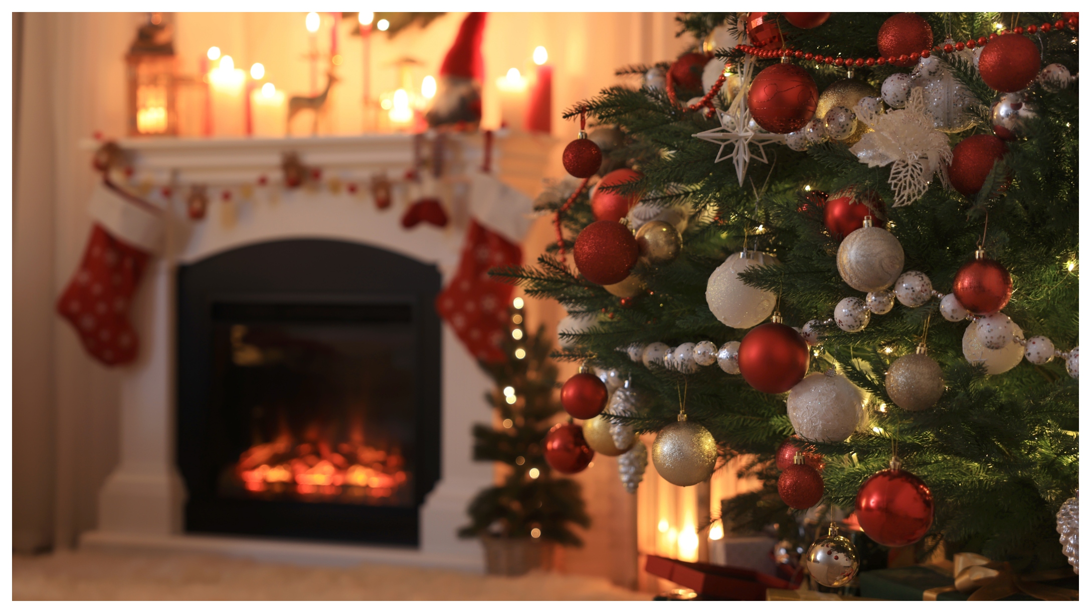 Christmas Tree and fireplace