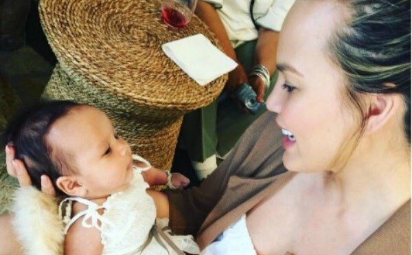 Chrissy Teigen with daughter Luna