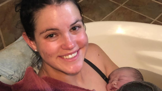 Sarah Pilon and newborn