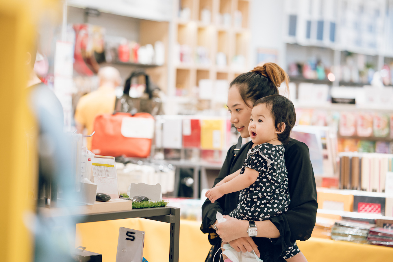 Mom and daughter shopping