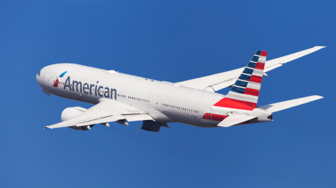 American Airlines flight in mid-air