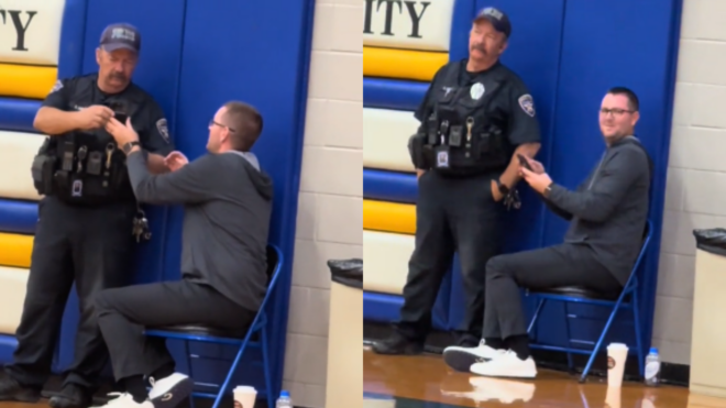 husband showing cop his phone