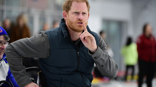 Britain's Prince Harry, Duke of Sussex, attends the "Invictus Games Vancouver Whistler 2025's One Year to Go" winter training camp in Whistler, British Columbia, Canada, Feb. 16, 2024. (Don MacKinnon/AFP/Getty Images/TNS)