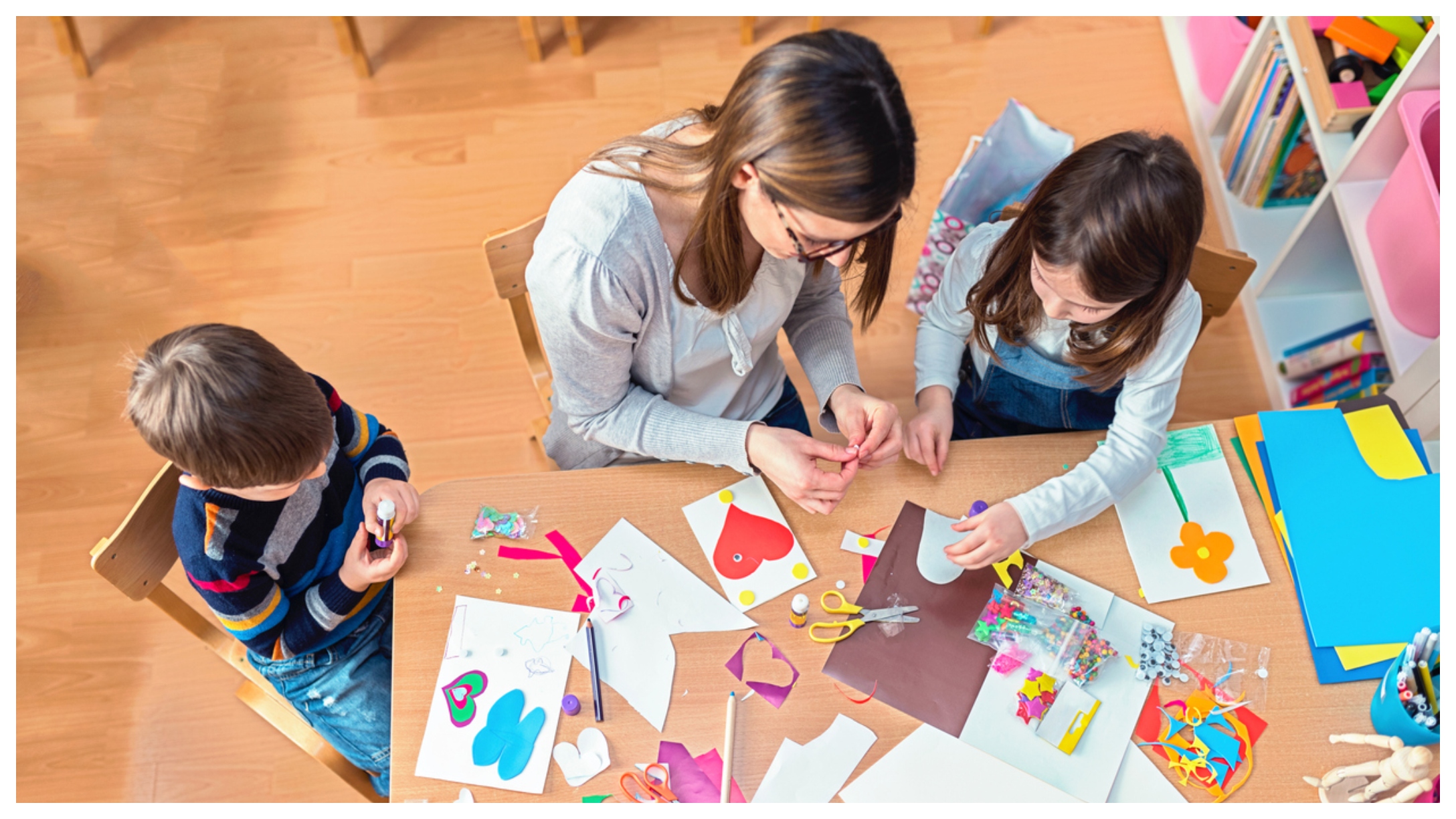 family crafting together