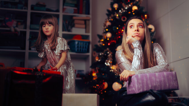 Overwhelmed mom at Christmas