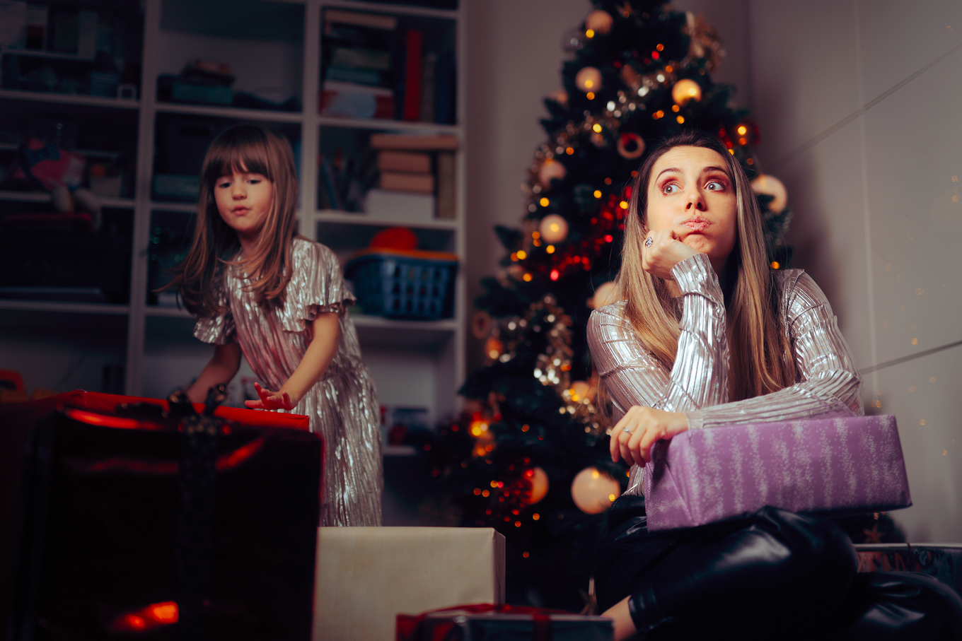Overwhelmed mom at Christmas