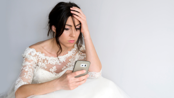 Bride with phone