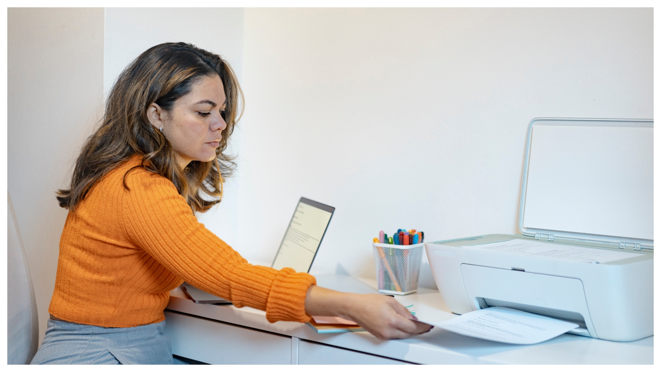 Women printing something