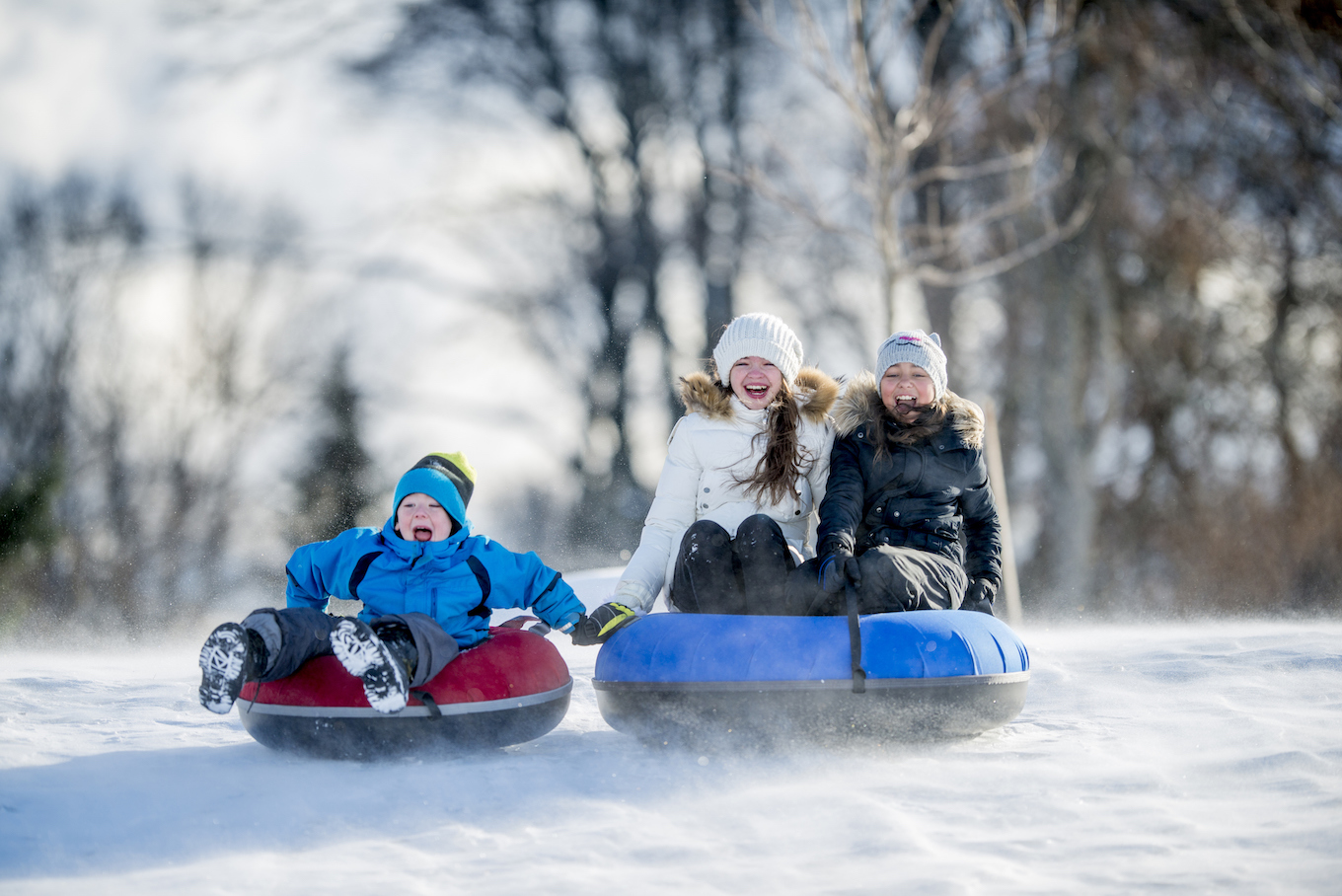Kids snow tubing