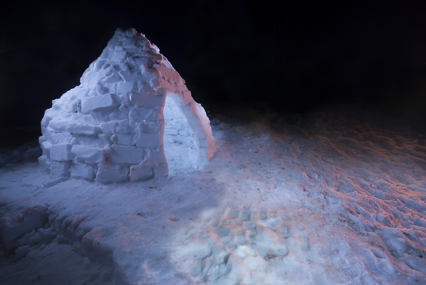 Homemade snow igloo