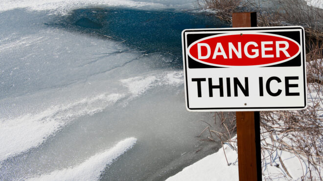 Thin Ice Warning Sign