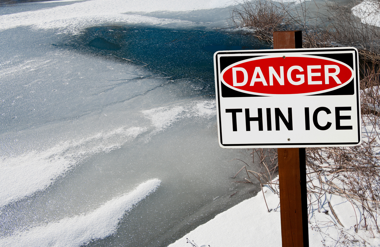 Thin Ice Warning Sign