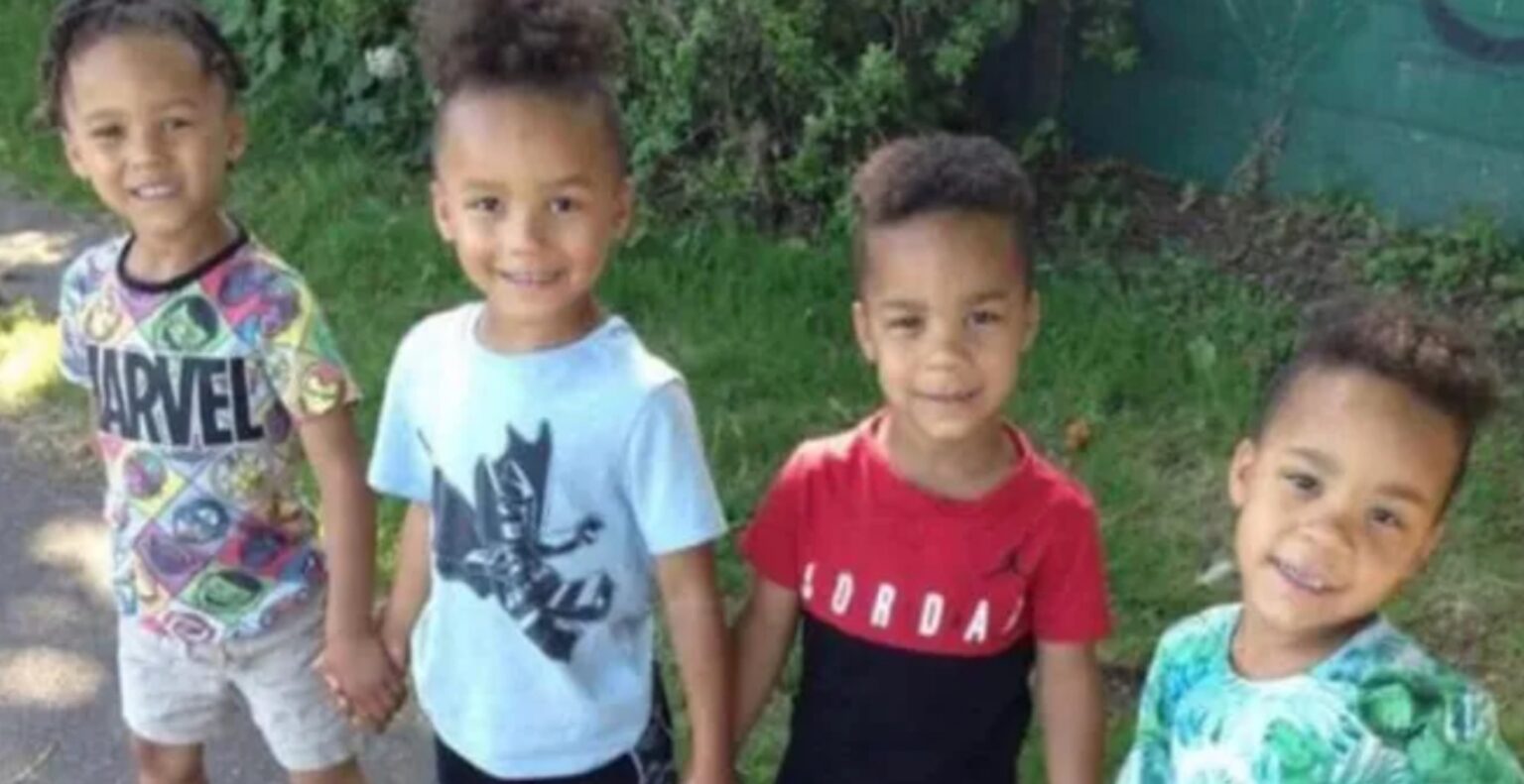 twins Leyton and Logan Hoath, 3, and twins Kyson and Bryson Hoath, 4