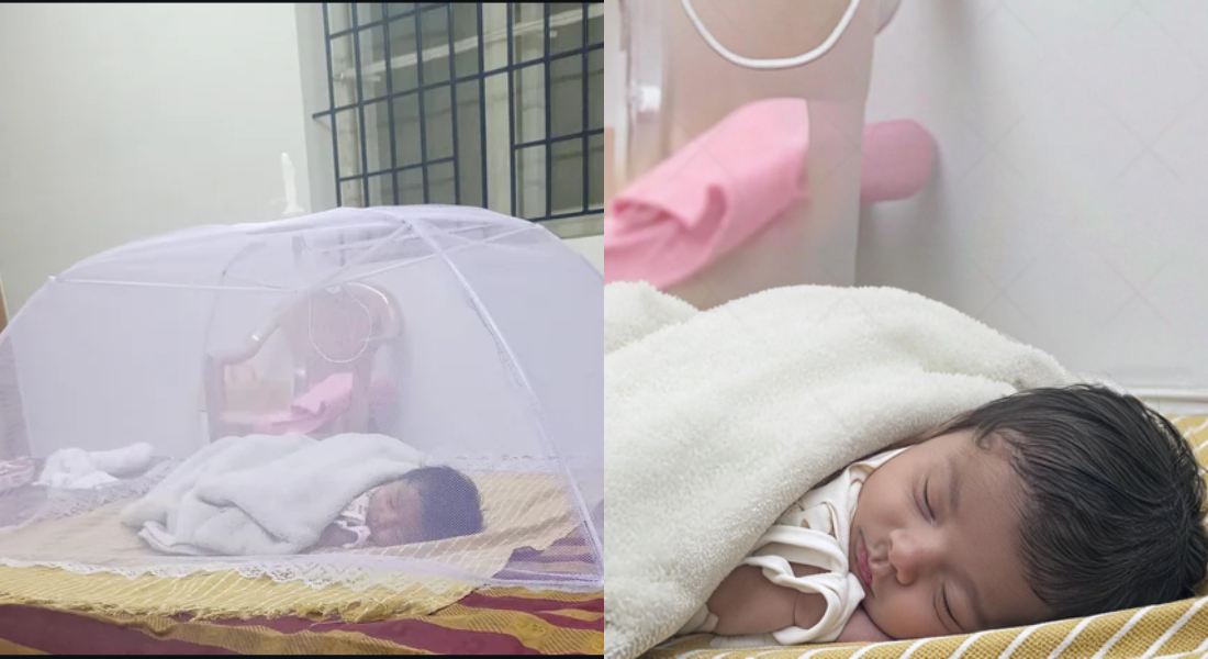 side by side of baby's photoshopped picture on Reddit