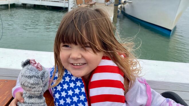 Smiling Rilee Crouch in US flag top