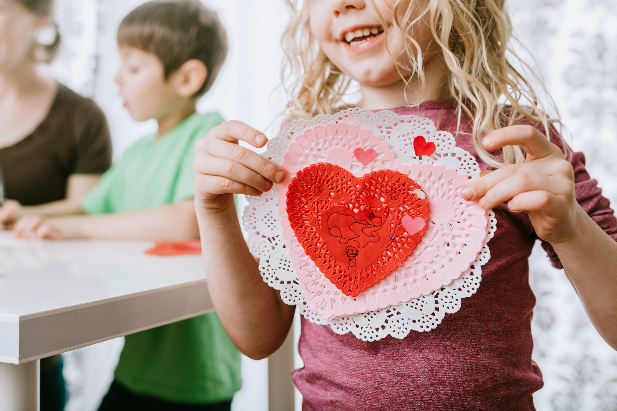 Family Making Valentine's Day Cards