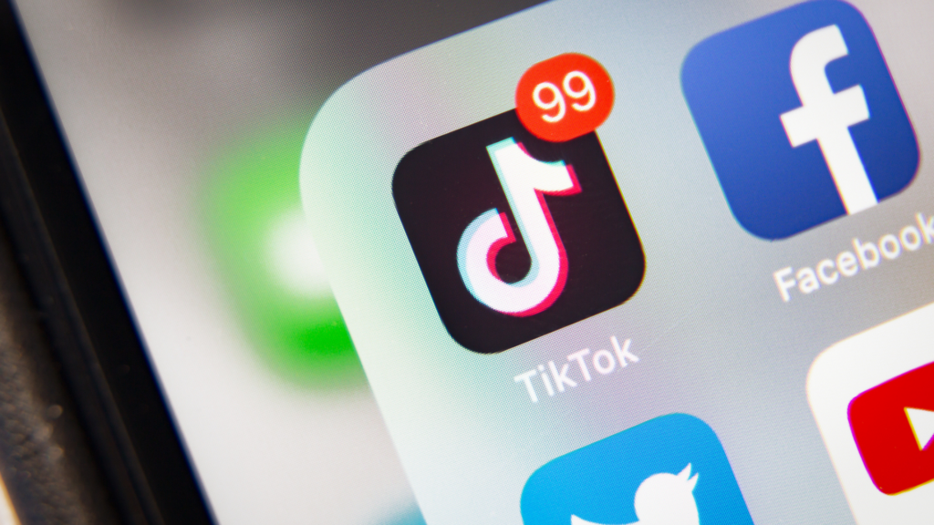 phone screen with TikTok and other social media apps