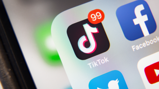 phone screen with TikTok and other social media apps
