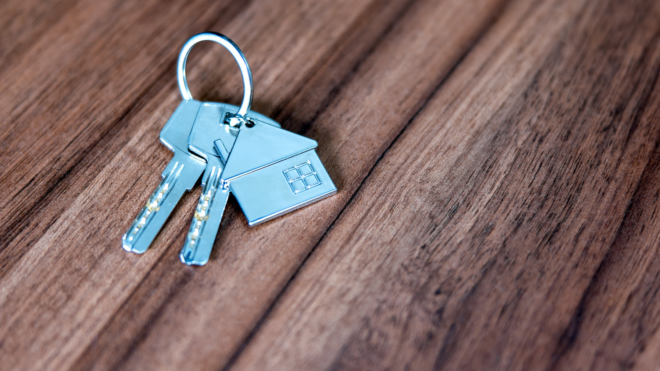 house keys on a wooden table