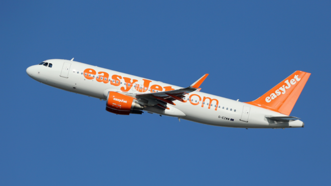 EasyJet plane in midair