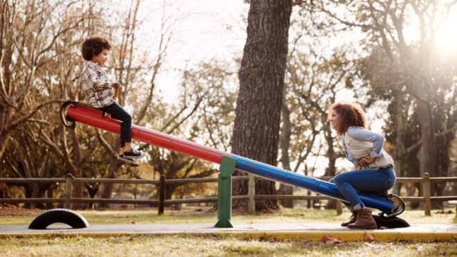 kids on seesaw