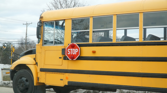 empty school bus at stop