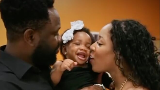Parents Ima and Ifiok Wilson with River Wilson, who drowned