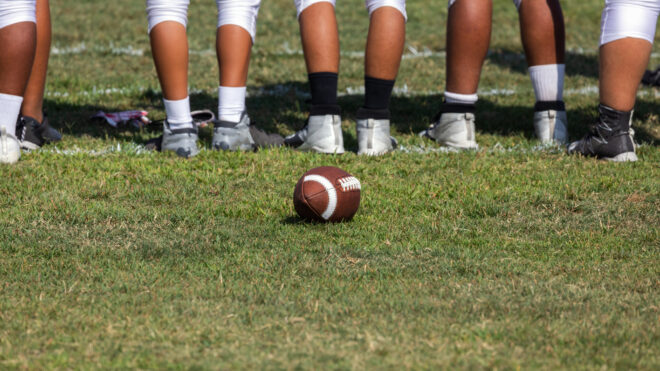 High school football practice