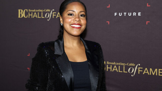 Sheinelle Jones attends the 2023 Broadcasting + Cable Hall of Fame Gala at The Ziegfeld Ballroom on May 3, 2023, in New York City