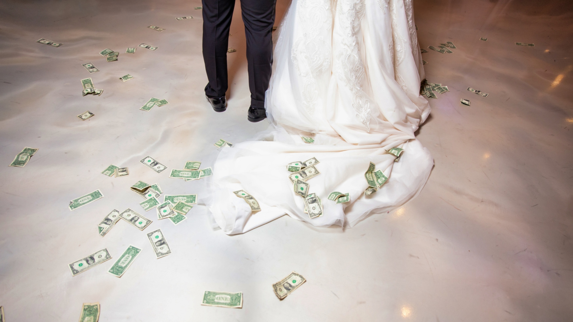 bride and groom money
