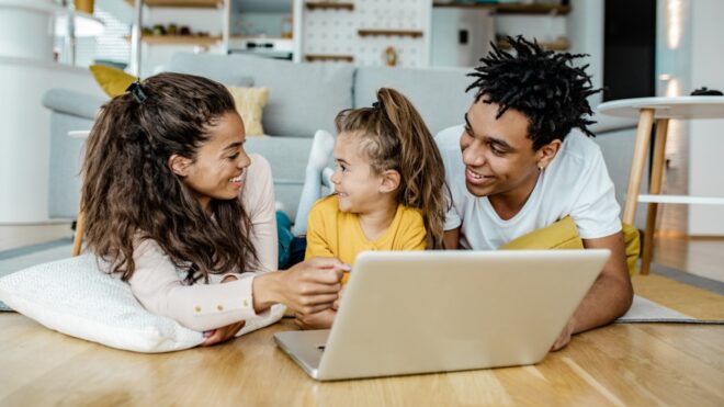 family on computer