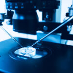 Equipment on laboratory of Fertilization, IVF. Microscope of reproductive medicine clinic fertilizing egg outside female body. Disease laboratory research