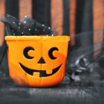 Orange trick or treat Halloween basket