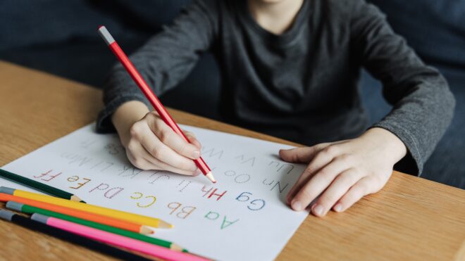 child doing homework