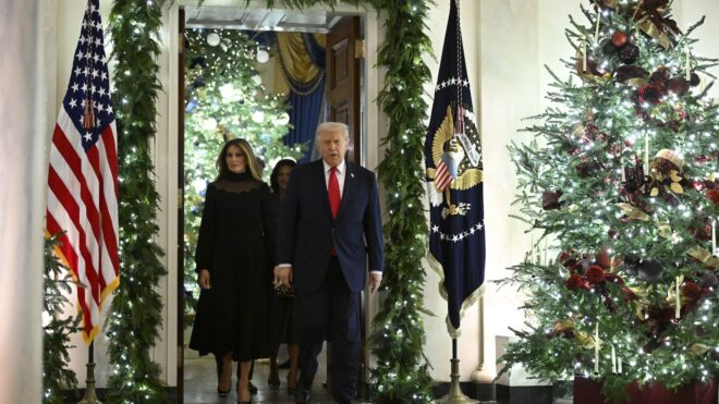 Trump and Melania at the White House during the Christmas season