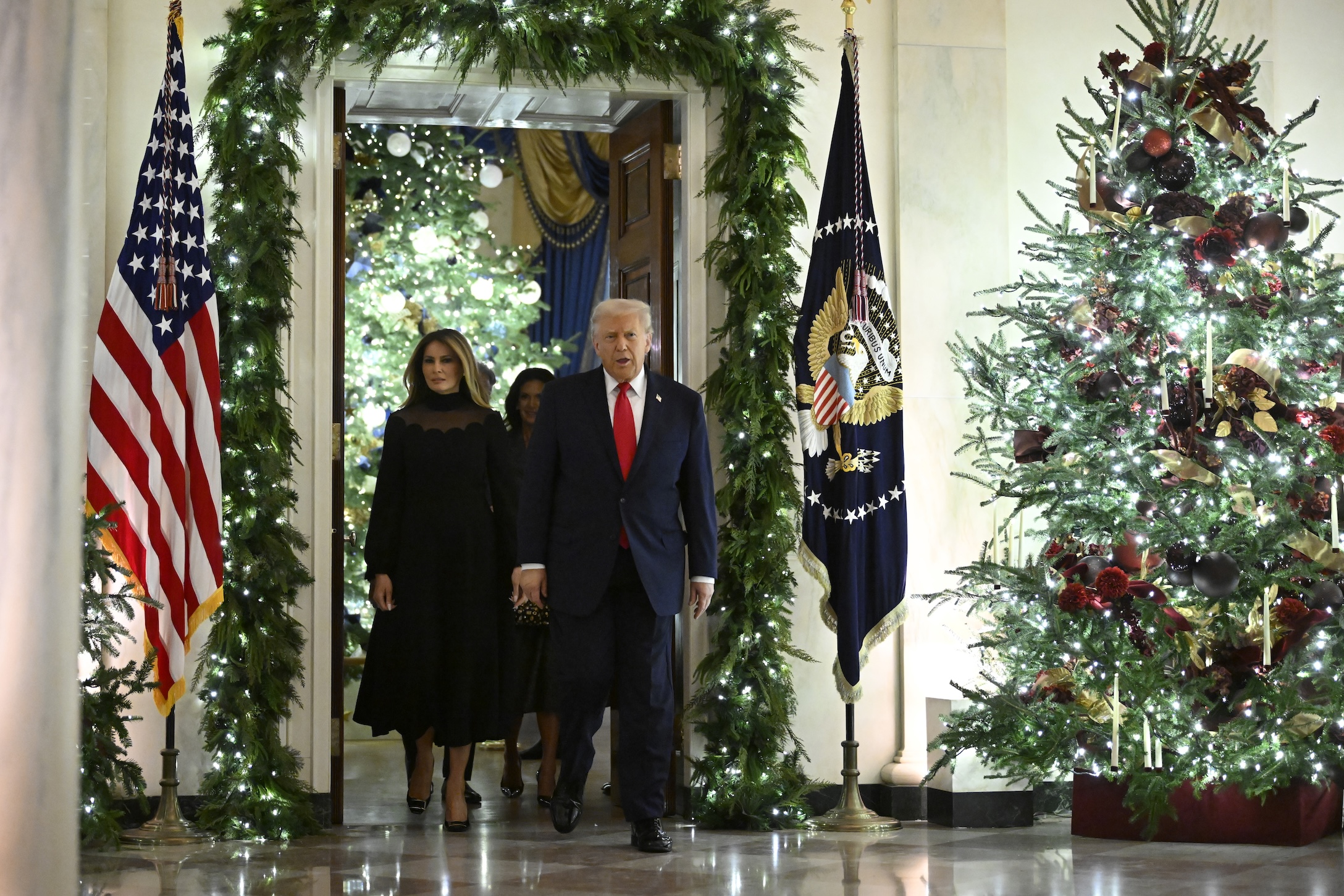 Trump and Melania at the White House during the Christmas season