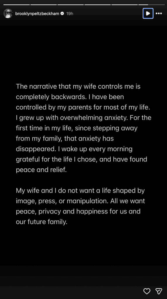 Brooklyn Beckham Instagram Stories