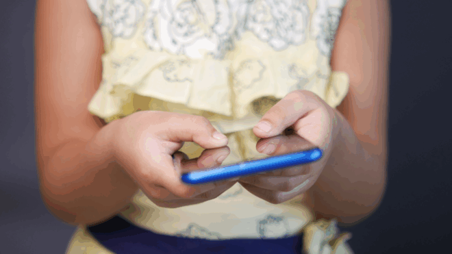 child with phone