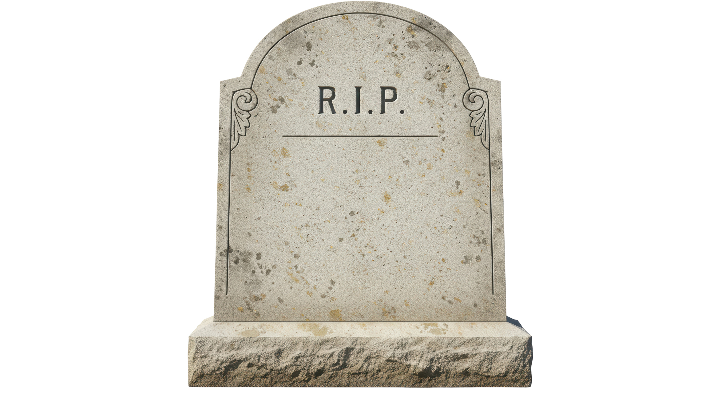 Isolated Tombstone with RIP Inscription Rest In Peace