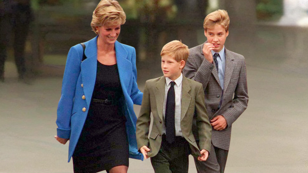 Prince William with Diana, Princess of Wales and Prince Harry